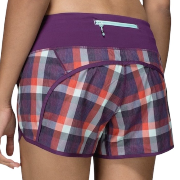 lululemon athletica Pants - Lululemon Run Times Short Wheezy Check Multi Heathered Berry Yum Plaid 4" Sz 10